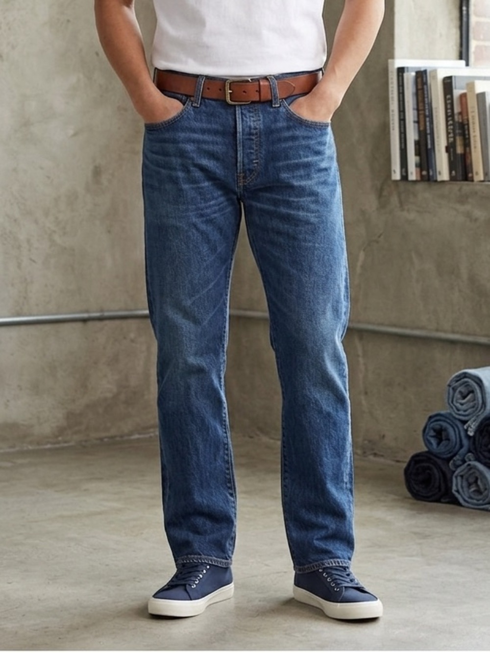 Levi's 501 Men's indigo Straight-Leg Jeans Button fly size 34” W by 32” L A0137